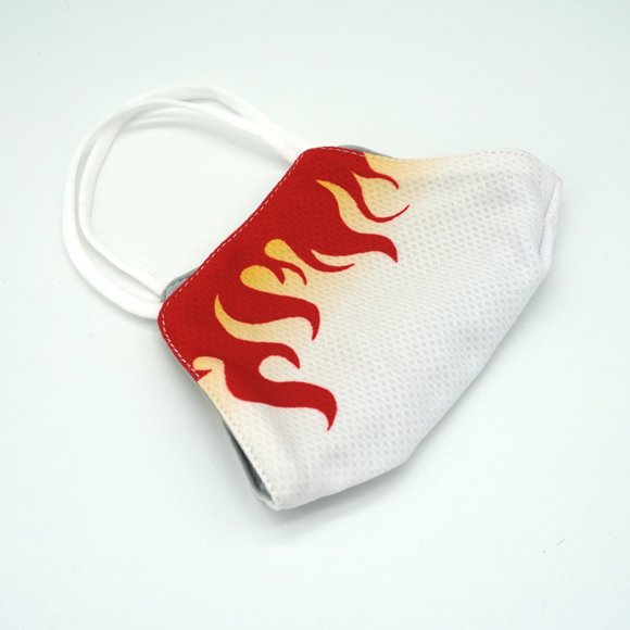 Flame Pattern Face Mask Red White Reusable - Picture 4 of 4